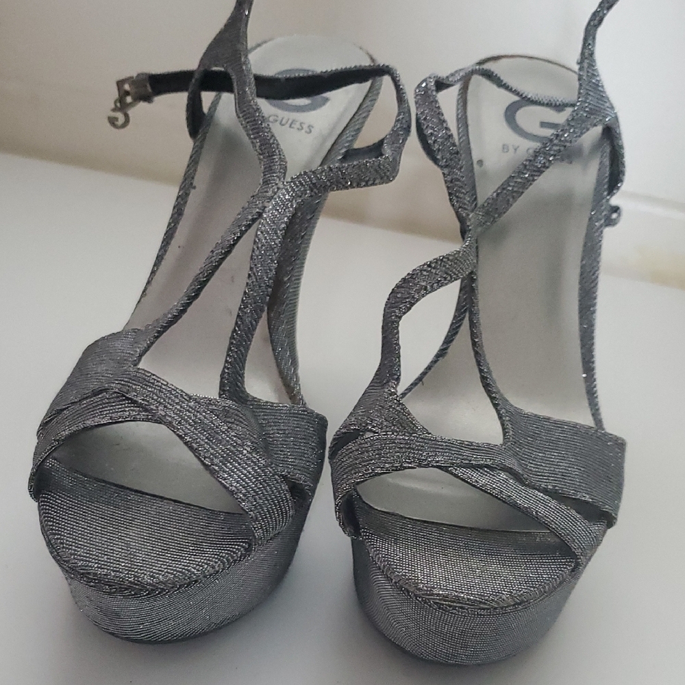 Guess Women's Silver Strappy Heels